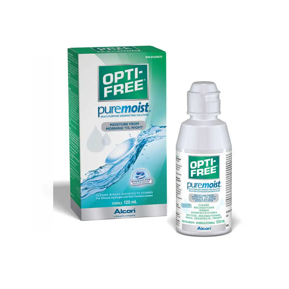 Opti Free, Pure Moist, Lenses Solution, For All Day Comfort - 120 Ml