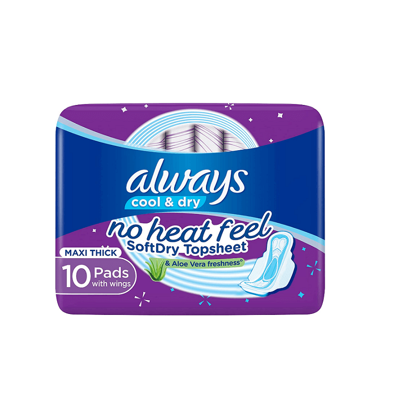 Always Clean & Dry Large With Wings 10 Pads