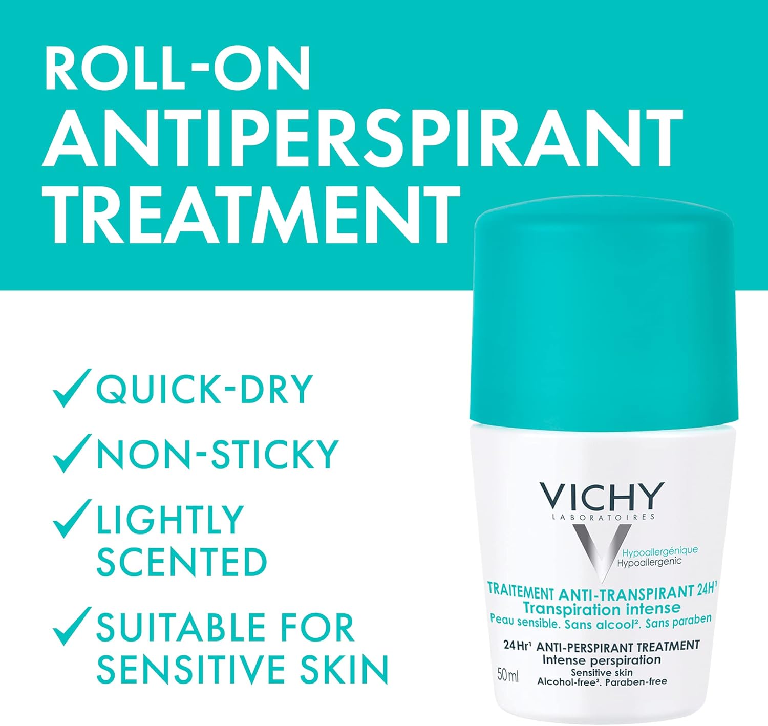 VICHY DEODORANT ROLL ON SENSITIVE 48H 50ML(GREEN)