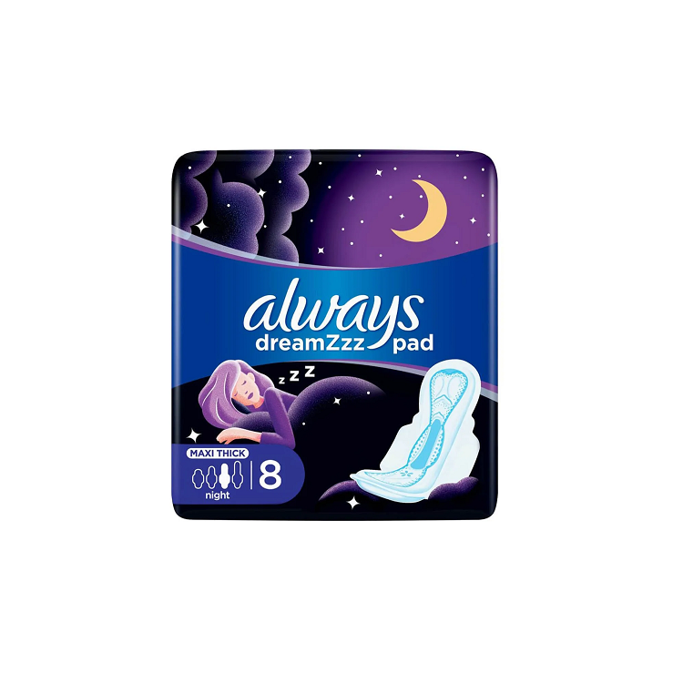Always Cotton Soft Sensitive Night With Wings 8 Pads