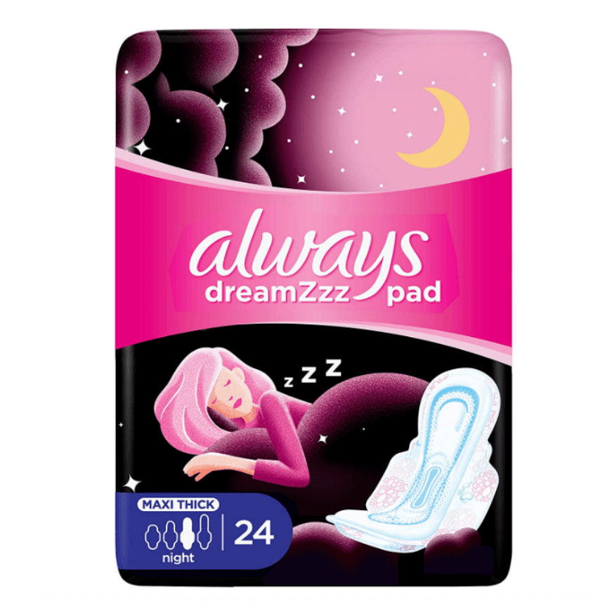 Always Cotton Soft Sensitive Night With Wings 24 Pads