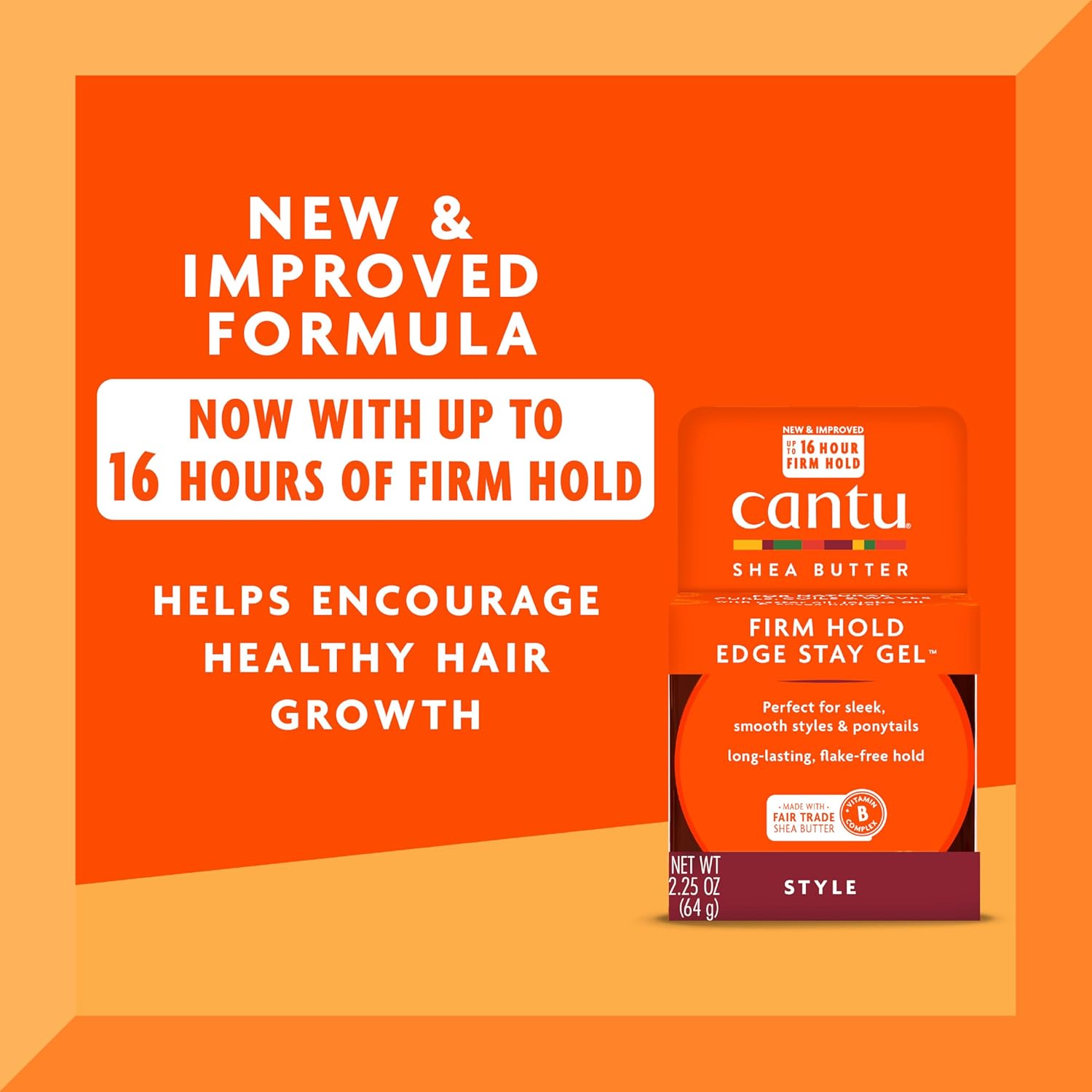Cantu Extra Hold Edge Stay Gel for Natural Hair with Shea Butter, 64g