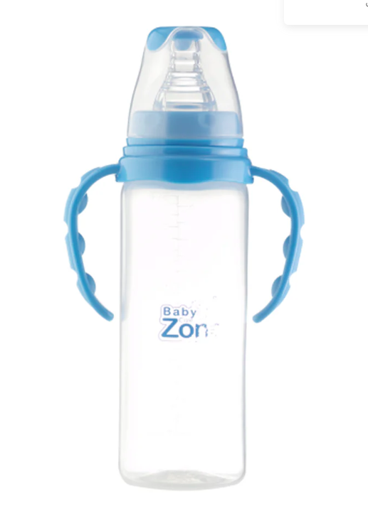 BABY ZONE MILK BOTTLE GLASS WITH HAND 240ML (8524)
