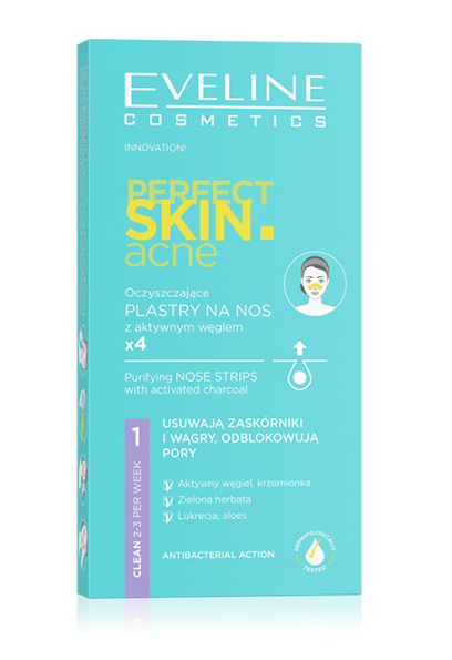 Eveline Perfect Skin Acne Purifying Charcoal Nose Strip 4Pcs