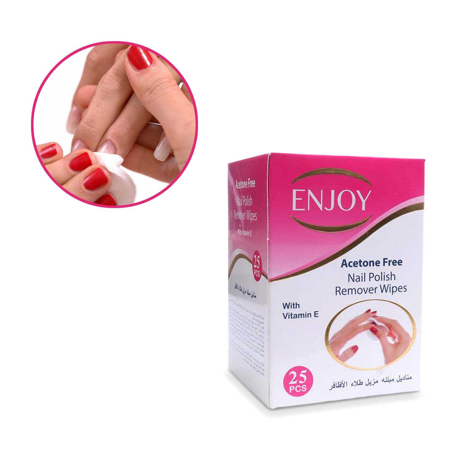 Enjoy Aceton Nail Polish Remover 25 Wipes