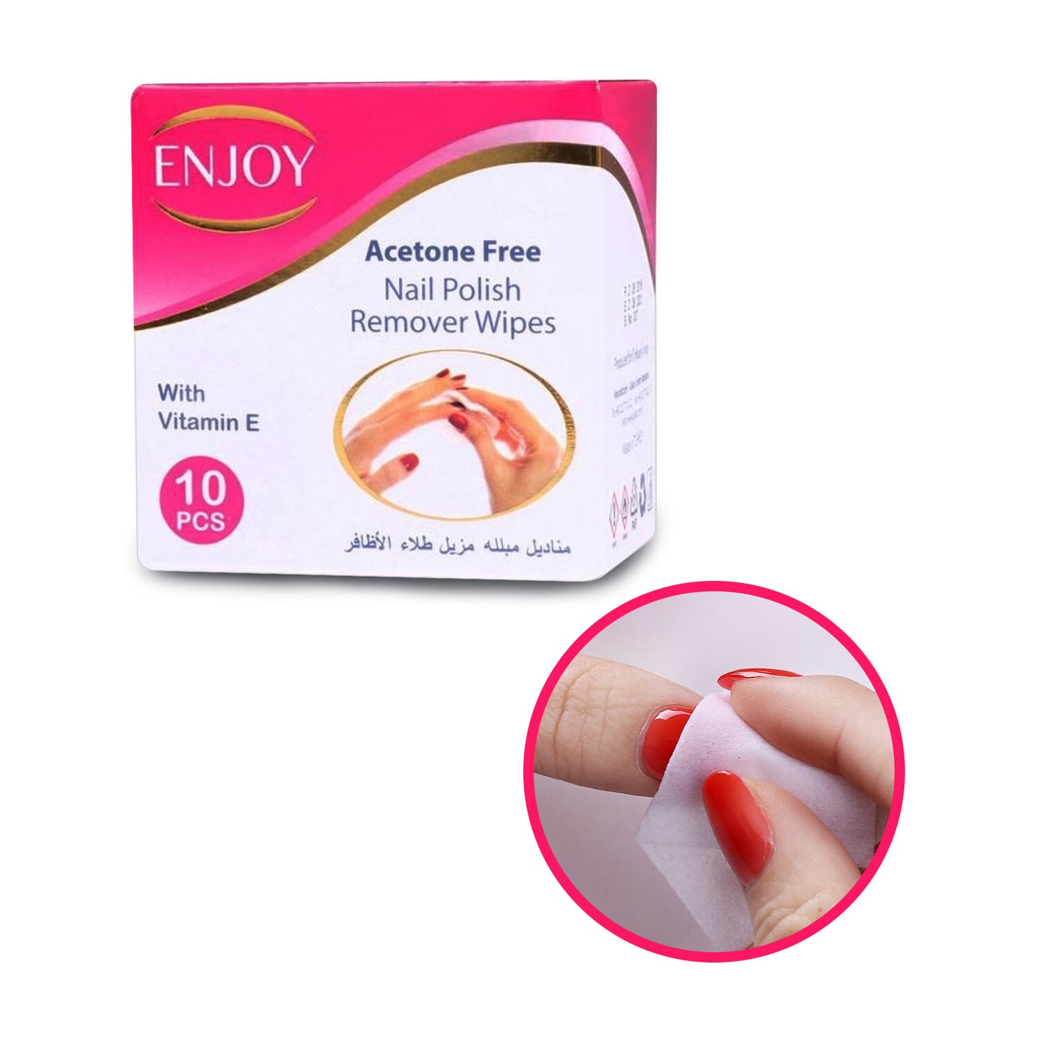 Enjoy Aceton Nail Polish Remover 10 Wipes